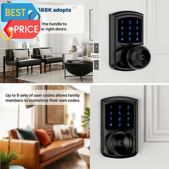 Keyless Entry Door Lock with Code, Keypad Door Lock with Handle, Touchscreen Doo
