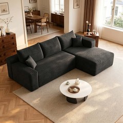 95″ Boneless Couch Right Chaise L Shape Sectional Cloud Sofa Set for Living Room