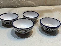 Le Souk Tunisia Handpainted Blue & White Ceramic Bowls – Set of 4 – Imperfect