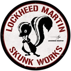 Lockheed Martin Skunk Works Round Metal Sign Vintage Skunk Mascot Tin Wall Decor