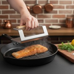 6.3″ Smash Burger Press, 304 Stainless Steel Hamburger Press, 2.3 lbs Heavy-D…