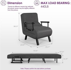 Sleep Chair Bed Comfy Convertible Sleeper Chairs Adults 5 in 1 Folding Sofa Bed