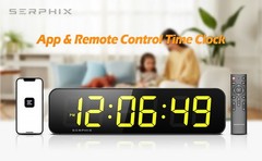 15.2″ Lar Digital Wall Clo with Seconds, App & Remote Control,