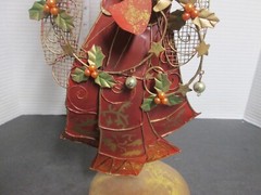 15.5 in Metal Angel Candle Taper Holder Christmas Red Gold