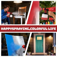 With 2 Batteries High Pressure Cordless Paint Sprayer Electric HVLP Spray Gun.