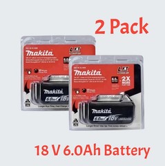2 x Makita BL1860B-2 18V LXT Lithium-Ion 6.0 Ah Battery – New – USA SHIP