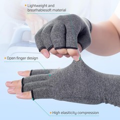 Compression Arthritis Gloves, 2 Pairs Fingerless Hand Support Wrist Brace for
