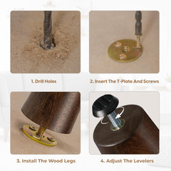 Yes4All 6-Inch round Wooden Furniture Legs Set of 4, Adjustable Replacement Feet