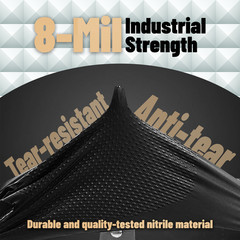 Heavy Duty 8 Mil Black Nitrile Disposable Gloves Raised Diamond Texture