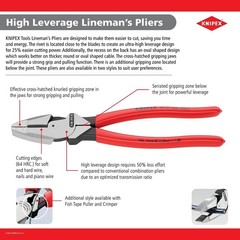 Knipex Tools High Leverage Lineman’s Pliers 9.5″ 09 01 240 BRAND NEW