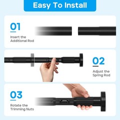 Zipglo Tension Curtain Rod40-146In3.33-12.12Ft One-Click Extension Rod Easy To