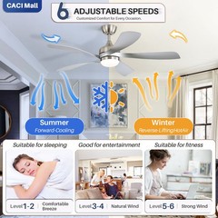 Nickel+Silver,52-in,Smart Ceiling Fan,Stepless Dimmable Lights,Voice+APP+Remote.