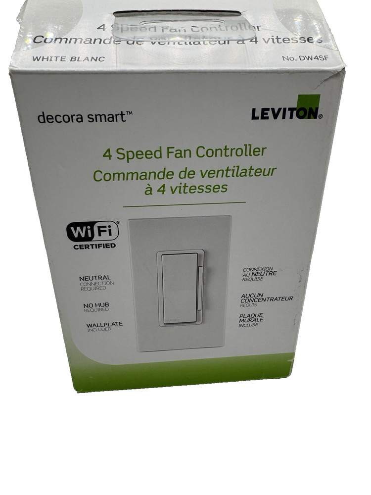 Leviton Decora Smart 4-Speed Fan Controller with Wi-Fi Technology No. DWASF
