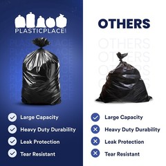 Plasticplace 55-60 Gallon Trash Bags, 1.0 Mil – Black, Case of 100