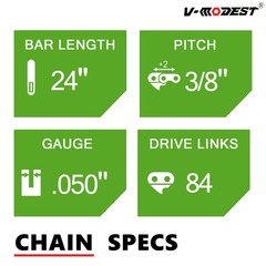 5PACK 24-In Chainsaw Chain For Stihl Husqvarna Full Chisel 3/8 Gauge .050″ 84DL
