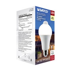 Motion Sensor Activated Light Bulb LED 120V 12W =75W A19 E26 3000K Soft White