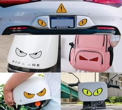1XGreen Big Eyes Car Sticker Wall Sticker Cartoon 3D Decal Sticker for Bike/ Car