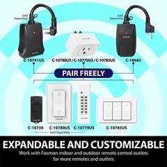 Wireless Remote Control 3 Outlet Plug On OFF Electrical Grounded Wall Switch