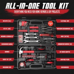 148-Piece Household Tool Kit with Sturdy Case Premium Home Repair Tools Set for