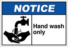 Hand Wash Only Notice OSHA / ANSI LABEL DECAL STICKER