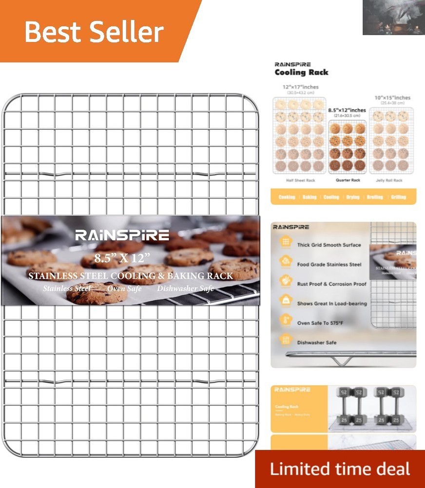Stainless Steel Cooling Rack – Fits Quarter Sheet Pans Effortlessly
