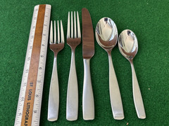 48 PC. MIKASA SATIN LOFT STAINLESS FLATWARE, VIETNAM, (Service for 9+)