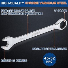 72-Tooth Ratchet Wrench Set Combination Tool SAE Metric Chrome Vanadium Steel US