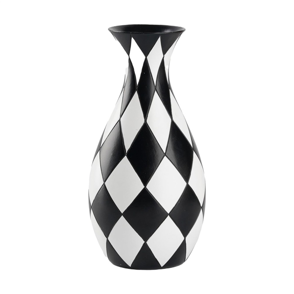 Modern Black and White Checkered Flower Vase – Stylish Decorative Vase | Table