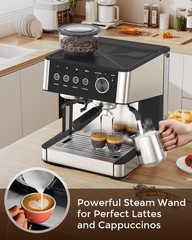 Electactic Espresso Machine with Grinder, 15 Bar Expresso Coffee Machines