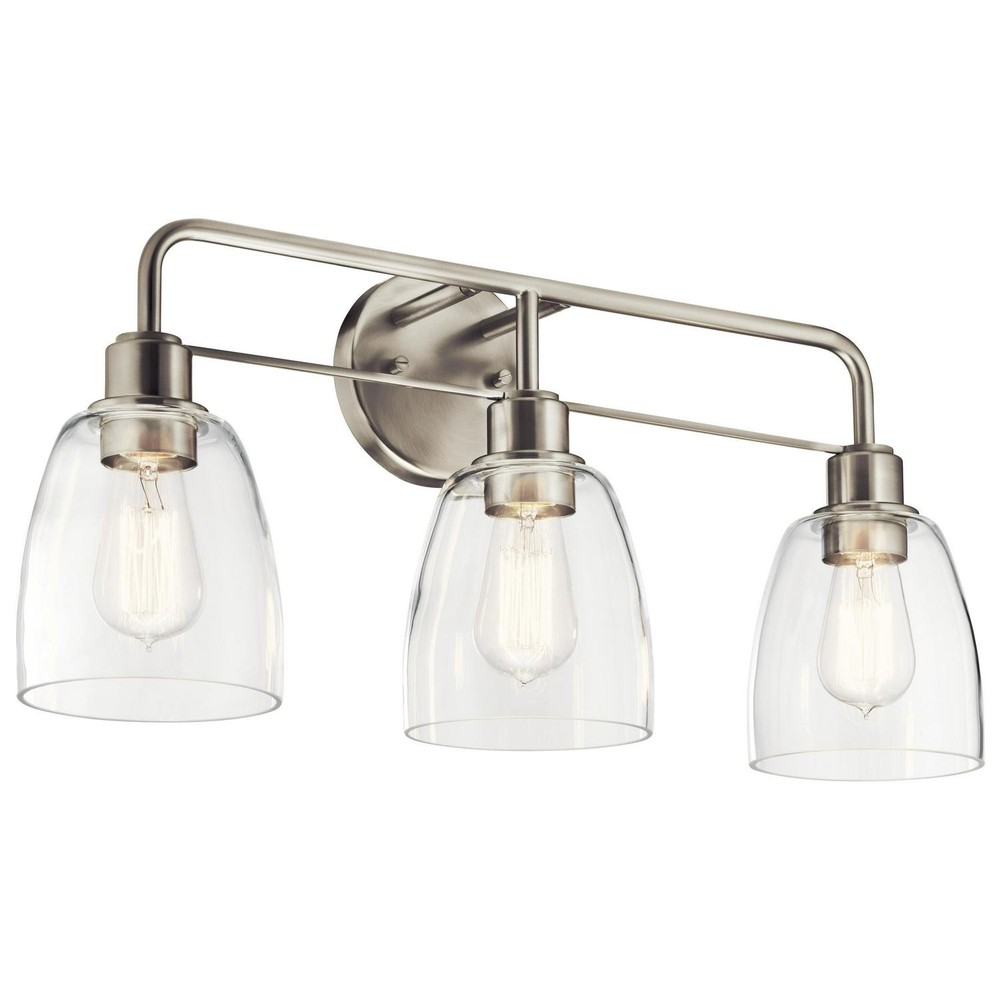 Kichler Lighting Meller 24.25 In. 3-Light Brushed Nickel Vanity Light With Clear