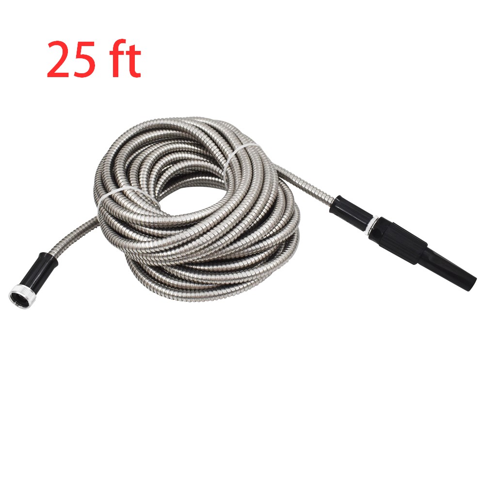 25 -100FT Stainless Steel Metal Flexible Lightweight Garden Water Hose Pipe