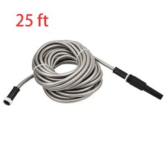 25 -100FT Stainless Steel Metal Flexible Lightweight Garden Water Hose Pipe