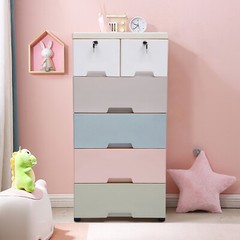 5 Layers Drawer Doll Clothes Storage Cabinet Plastic With Locker Bedroom Armoire