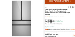 GE Café 36″ 4-Door French Door Counter-Depth Fridge with Indoor Water Dispenser