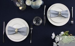 Narrow Striped Cotton Linen Blended Dinner Cloth Napkins Set of 12 (40 x 30 cm)