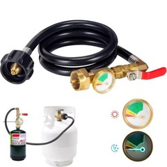 1Lb To 20Lb 40” Propane Refill Adapter Extension Hose with Gauge On-Off Control
