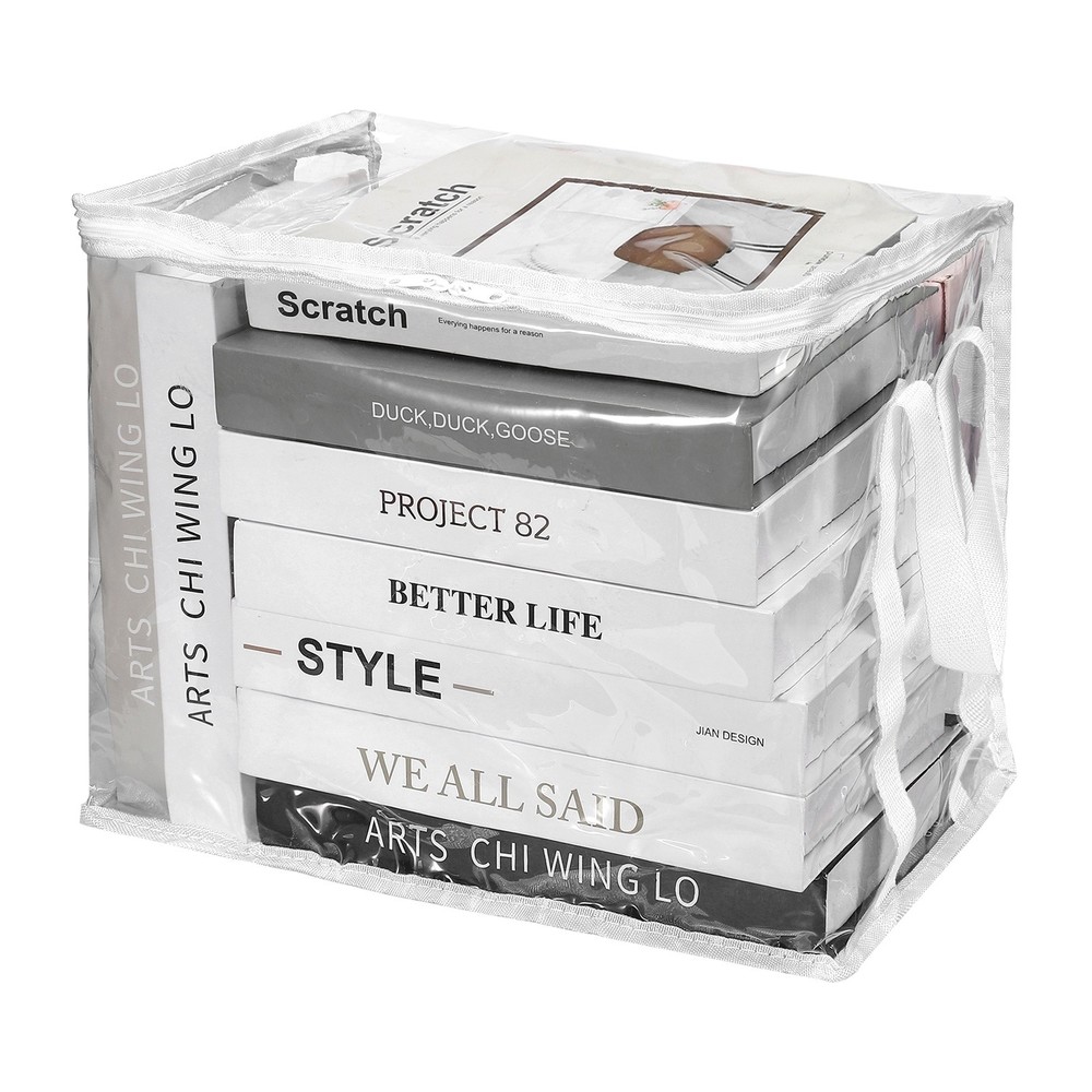 12.6×9.5×9.8in Clear Storage Bags, Plastic Storage Bags with Zipper,M, White