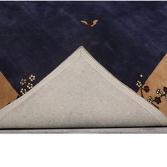 Navy Hand Tufted Wool Area Rug Multi Sizes Art Deco , Oriental Rug Carpet
