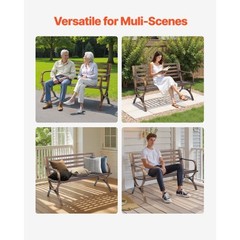Outdoor Bench, 50 inch, Carbon Steel Metal Frame with Slatted Pattern Backrest