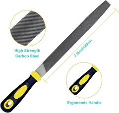 3 Pcs Metal File Set, 8-Inch,Professional High Carbon Steel File, Includes Flat/