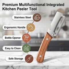 1-3PCS Stainless Steel Peeler with Wooden Handle – Fruit & Vegetable Slicer-NEW