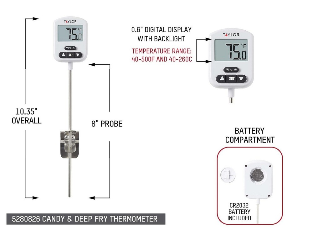 Taylor Candy Thermometer & Deep Fry Therm / Digital #5280826 / free shipping