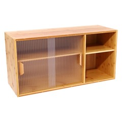 Kitchen Pantry Cabinet, Wall Mount or Countertop Sideboard with Glass Doors,