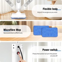 12-in-1 Hot Steam Mop Cleaner Upright & Handheld Hard Floor Carpet Steamer 5000W