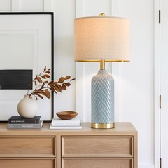 Luxurious 24.25” Energy Efficient LED Table Lamps Set in Blue for Cozy Spaces
