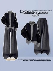 Anti-Aging Large Size Autumn Set Women’s High Waist Wide Leg Pants Casual Versat