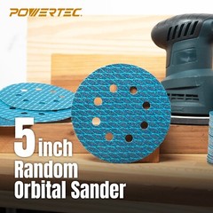 POWERTEC 5 Inch 8-Hole Hook and Loop Diamond Shaped Sanding Disc, 50PK, 120 Grit