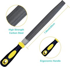 3 Pcs Metal File Set, 8-Inch,Professional High Carbon Steel File, Includes Flat/