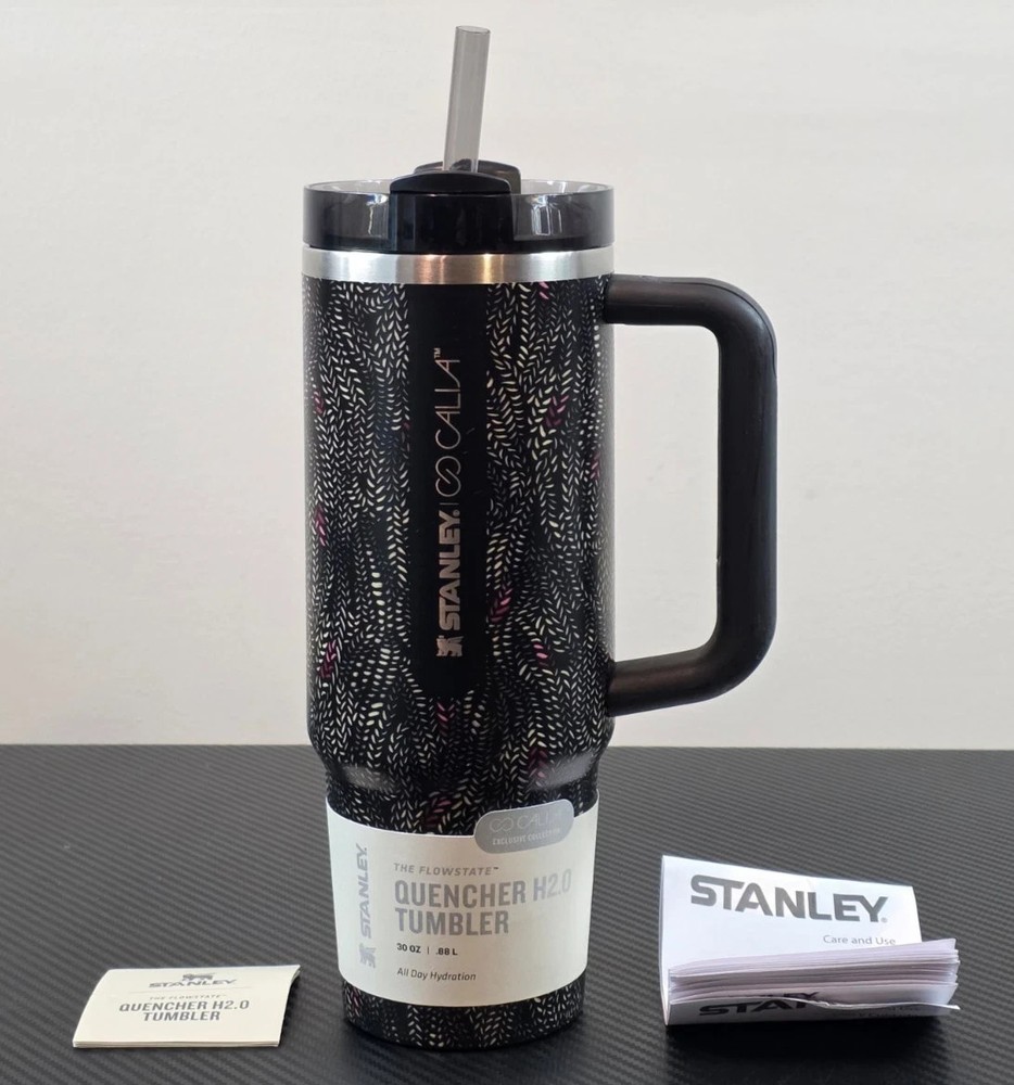 Stanley x CALIA FlowState Quencher H2.0 Tumbler 30oz Black Serpent Straw No Box