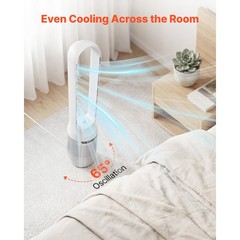 Uimoso Bladeless Tower Fan with Remote,65° Oscillation, 12-Speed Settings, White